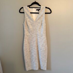 Banana Republic Light Gray Textured V-Neck Midi Sheath Dress, Size 2